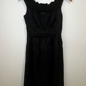 White House Black Market Ruffle Neck Little Black Dress Size 2